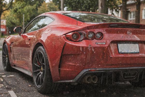 Custom red sports car paint job