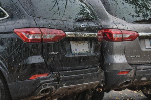 SUV rear-end collision repair before and after